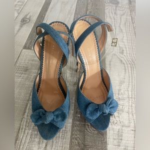 Charlotte Olympia Serena Denim
Ankle-Wrap Sandal. Size 41. Slightly used
